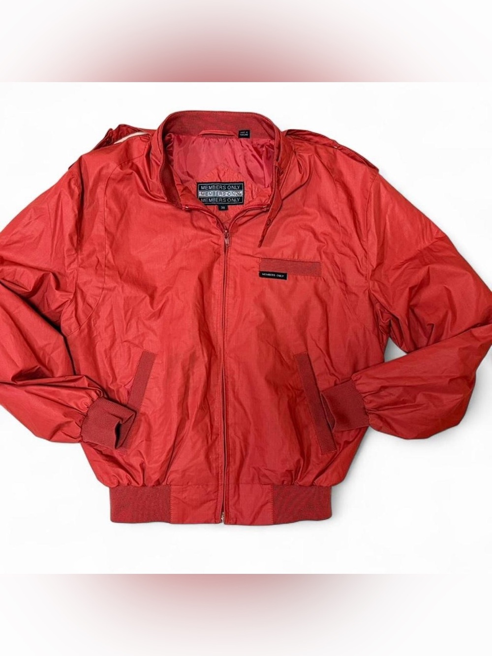 Members Only Red Lightweight Zip-Up Bomber Windbreaker Jacket